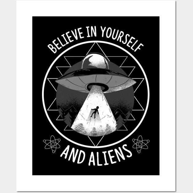 Believe In Yourself And Aliens Ufo Aesthetic Wall Art by wbdesignz